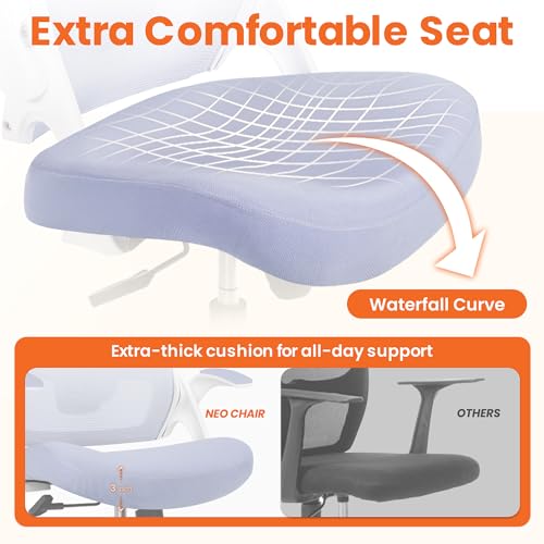 NEO CHAIR Office Desk Gaming Chair Computer High Back Mesh Seat with Rolling Wheels Ergonomic Adjustable Comfy Flip-up Armrests Lumbar Support Height for Home (Purple)