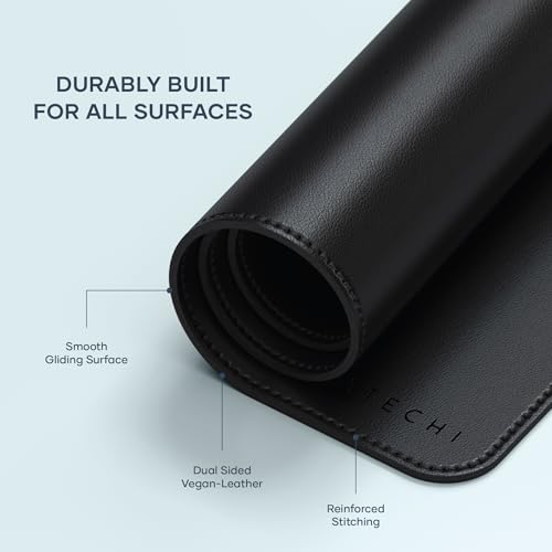Satechi Vegan Leather Desk Mat, Large Mouse Pad Scratch and Water Resistant, Easy to Clean, Desk Pad for Office and Home, 26.8” x 12.4” x 0.1” - Black