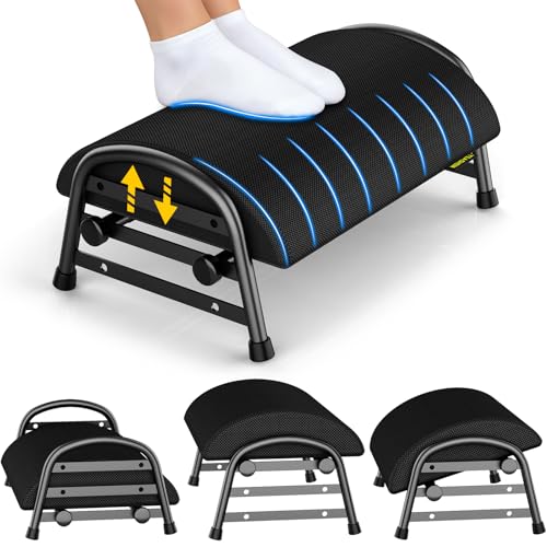 YEASHEIN Adjustable Foot Rest for Under Desk at Work, Ergonomic Under Desk Footrest with 6 Positions, Foot Stools for Under Office Desk Chair, Leg Rest for Home, Car, Computer, Gaming Accessories
