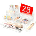 A-LuGei 【Military Grade】 Drawer Organizer, 【𝟱𝗦𝗶𝘇𝗲】 Makeup organizer, 【Holds 177 Items】 Bathroom Organizers and Storage, Organization and Storage, Desk Drawer Organizer for Vanity (Clear)