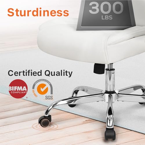 NEO CHAIR Office Desk Gaming Computer Home Chair Ergonomic Executive High Back Support Flip-up Arms Adjustable Height Swivel Rolling Wheels Comfy PU Leather (White)