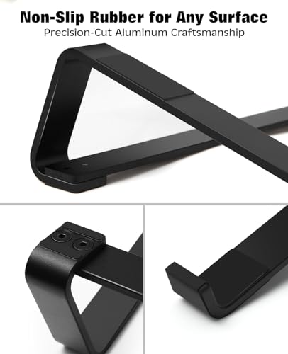 Thibault Aluminum Laptop Stand for Desk - Cooling Ergonomic Design - Fits MacBook Air Pro/DELL/HP/Lenovo/ThinkPad/Alienware - 13/14/15.6/16 -Easy Assembly- Ventilated Laptop Stand for Optimal Airflow