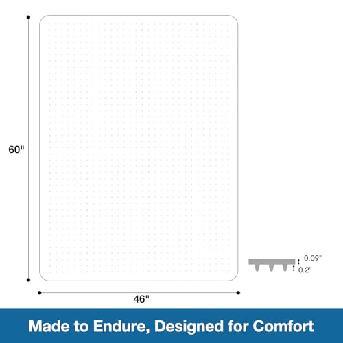 FUNMAT Chair Mat for Carpet, 46" x 60" Desk Chair Mat for Carpeted Floors, Non-Slip Office Vinyl Mat for Carpet with Studded, Easy Glide Heavy Duty Floor Protector Mat for Home Office, Clear
