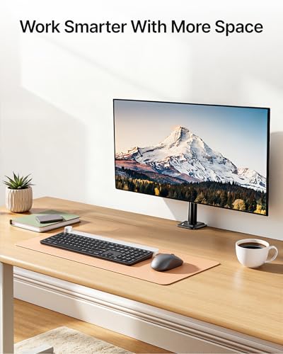 monTEK Single Monitor Stand, Stable Monitor Arm for 17-32 inch& 22lbs Capacity Screen, Height Adjustable Desk Mount with C Clamp and Grommet Base, VESA 75 * 75MM/ 100 * 100MM