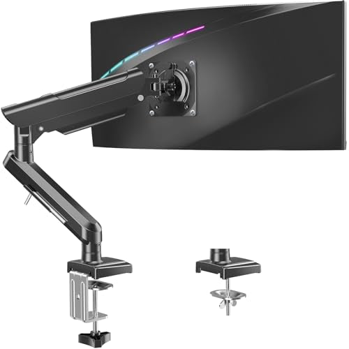Single Monitor Desk Mount, 13-32 inch Adjustable Full Motion Monitor Arm, Computer Monitor Stand Holder with Clamp and Grommet Base, Fits 4.4 to 22lbs Screens, VESA Mount Bracket, Black, Freelift Pro