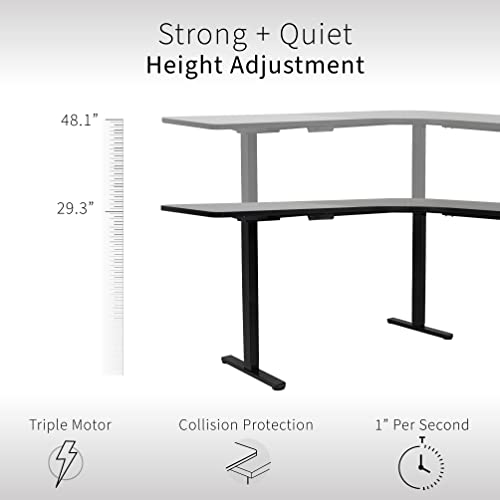 VIVO Electric Height Adjustable 71 x 71 inch Curved Corner Stand Up Desk, Black Table Top, Black Frame, Memory Controller, L-Shaped Workstation, E3C Series, DESK-KIT-E3CB2