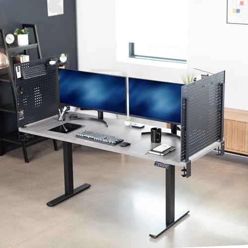VIVO Steel Clamp-on Desk Pegboard, 60 x 24 inch Privacy Panel, Magnetic Peg Board, Office Accessory Organizer, Above or Below Desk Placement, Black, PP-DK30B-2