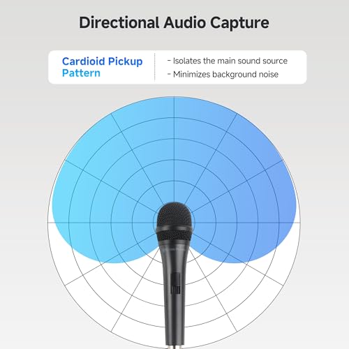 Cable Matters 2-Pack Cardioid Dynamic Vocal Microphones with 15 ft Cable, 6.35mm Wired Microphone for Singing/Singing Machine Karaoke Microphone