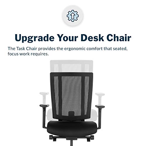 Vari Task Chair- Varidesk Comfortable Ergonomic Office Chair with Mesh, Armrests and Rolling Casters - Easy Assembly, 300lb Capacity - Lumbar and Back Support - Home Office Chair- Black