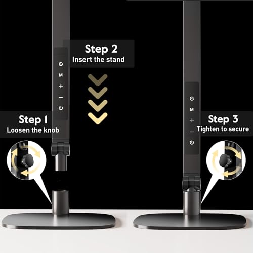 LitONES LED Desk Lamp for Home Office, Professional Eye-Caring Diffused Desk Light, 3 Color 10 Brightness Computer Light, Dimmable Office Lamp with Memory & Timer Func, Metal Swing Arm Table Lamp