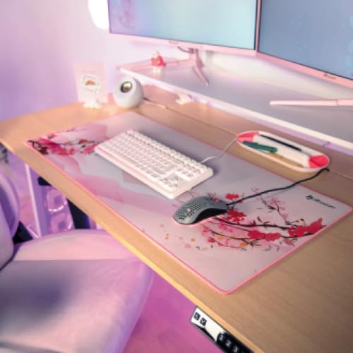 Arozzi Extended Gaming Mouse Pad, Cherry Blossom Pink, Large Desk Mat, Sakura