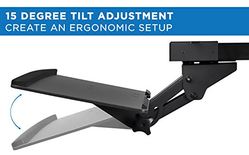 Mount-It! Keyboard Tray Under Desk, Full Motion Computer Keyboard and Mouse Tray, Slide Out Ergonomic Keyboard Drawer with Gel Wrist Pad, 26" Wide, Tilt, Swivel and Height Adjustment, Black