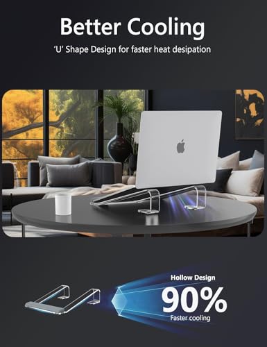 JCZT Clear Acrylic Laptop Stand for Desk, with Wrist Rest, Ergonomic Detachable Mount Compatible with 10-17'' All Laptops Such as MacBook Air Pro/HP/Dell/Lenovo