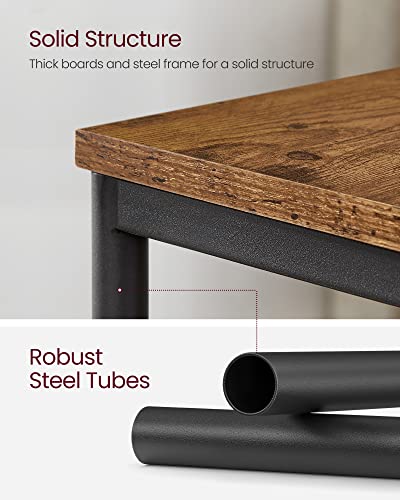VASAGLE BARNET Collection - Side Table, Small End Table for Living Room, Modern Tall Nightstand, Bedroom, Office, Bathroom, Steel Frame, Rustic Brown and Ink Black ULET273B01