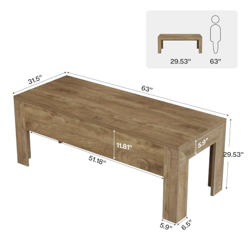 Tribesigns 63-Inch Office Desk, Modern Executive Desk with Large Tabletop, Wooden Computer Desk, Long Workstation for Home Office, Light Brown