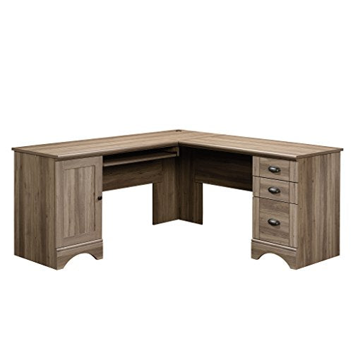 Sauder Harbor View Computer Desk, 66.14"D x 66.14"W x 30.28"H , Salt Oak finish
