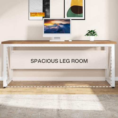Tribesigns 63 inches Executive Desk and 47" lateral File Cabinet, L-Shaped Computer Desk Home Office Furniture Set with Drawers and Storage Shelves, Office Table with Cabinet (Walnut+White, 63)
