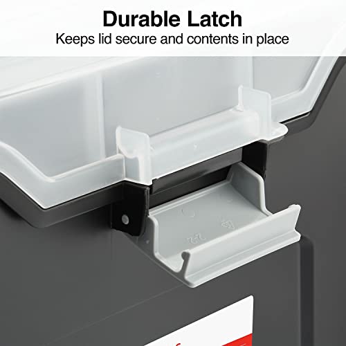 STAPLES File Folder Tote, Portable Filing Box for Letter SIze Hanging Folders, Security Latch & Built-In Lid Organizer, Black/Clear