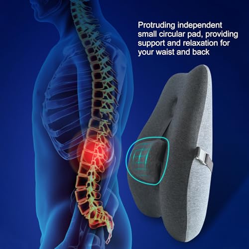 Adjustable Lumbar Support Pillow for Office Chair Improve Lower Back Pain Relief & Sitting Posture Back Support Pillow with Adjustable Slider Ergonomic Memory Foam Back Cushion for Long Sitting（1 Pcs）