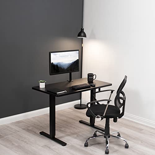 VIVO Manual Height Adjustable 43 x 24 inch Stand Up Desk, Rustic Vintage Brown Solid One-Piece Table Top, Black Frame, Standing Workstation with Foldable Handle, DESK-KIT-MB4N