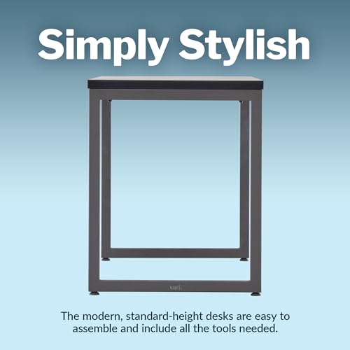 Vari Table 60x24 - Modern Computer Desk with Durable Laminate Finish and Slim Legs - Ideal for Gaming, Home, or Office - Stand-Alone Workstation or Corner Side Table - Black