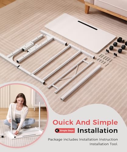 KLSMYHOKI Standing Desk Adjustable Height, Mobile Stand Up Desk with Wheels Small Computer Desk Rolling Desk, Portable Laptop Desk White Standing Table Home Office Desks 16"x31.5" Height 27"-43.5"