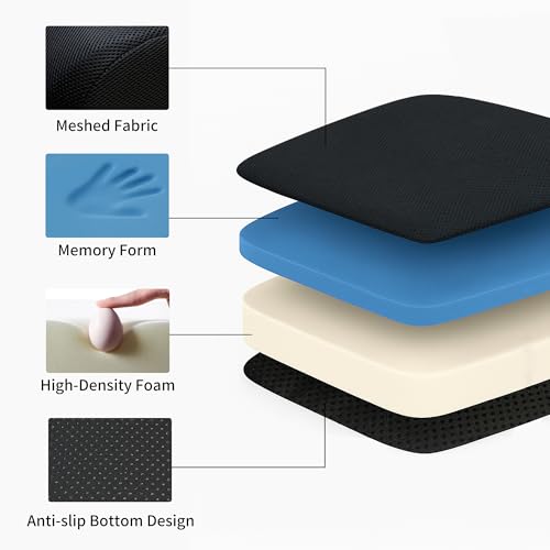 Acxseo 6" Extra Thick Memory Foam Office Chair Cushion – 2-Layer Booster Seat for Back & Tailbone Pain Relief, 18 x 16 x 6in Non-Slip Cushion with Carry Handle for Wheelchair, Car, and Airplane