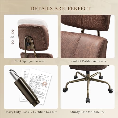 EUREKA ERGONOMIC Home Office Desk Chairs, Ergonomic Computer Chair with High Back, Executive Office Chair with Lumbar Support, Spring Cushion Seat, Mid-Century Modern, Brown