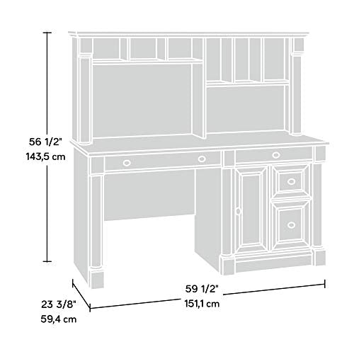 Sauder Palladia Computer Desk with Hutch, Large Storage and File Drawer, Home Office Desk - Select Cherry Finish