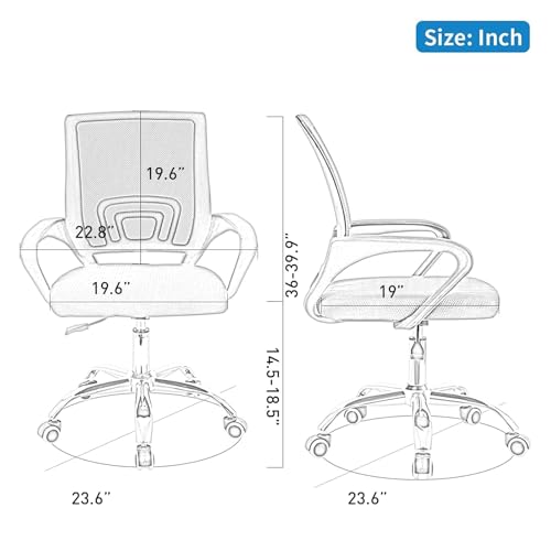 Bonzy Home Ergonomic Conference Room Chairs Set of 10, Rolling Office Chairs with Wheels, Mesh Computer Desk Chair with 360°Swivel, Height Adjustable, 10 Pack