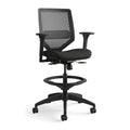 HON Solve Standing Desk Chair with Breathable ReActiv Mesh Back, Adjustable Lumbar Support and Footring, Ergonomic Task Stool with Height Adjustable Arms for Sit‑Stand Workstations, Black