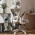 SeekFancy Ergonomic Office Chair M903, Computer Desk Chair with Wheels, High Back Mesh Office Chair with Adjustable Lumbar Support, Headrest, Flip-Up Armrests, White Grey