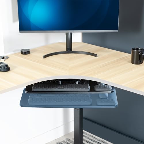 VIVO Premium Adjustable 27 x 11 inch Computer Keyboard and Mouse Platform Tray, Ergonomic Under Table Desk Mount Drawer with Padding, Black, MOUNT-KB27P-B