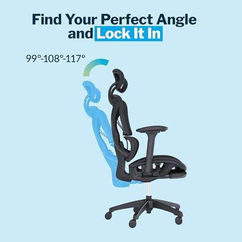 Vari ComfortFlex Office Chair (Gen 2) - Ergonomic Chair with Dynamic Lumbar Support - Adjustable Headrest and Retractable Leg Rest - Fully Customizable for Home or Office