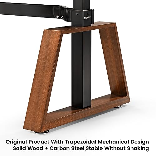 EUREKA ERGONOMIC L Shaped Desk 63", Solid Walnut Wood Top, Executive Standing Desk Adjustable Height, Dual Motor Corner Workstation with Drawers & Monitor Shelf for Home Office, Left