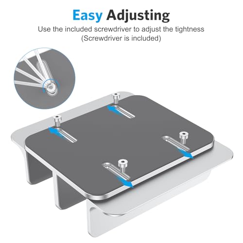 OMOTON Vertical Laptop Stand [Updated Double Version], Desktop Aluminum Mac Book Stand with Adjustable Dock Size, Fits All Mac Book, Surface, Chrome Book and Gaming Laptops (Up to 17.3 inch) (Silver)