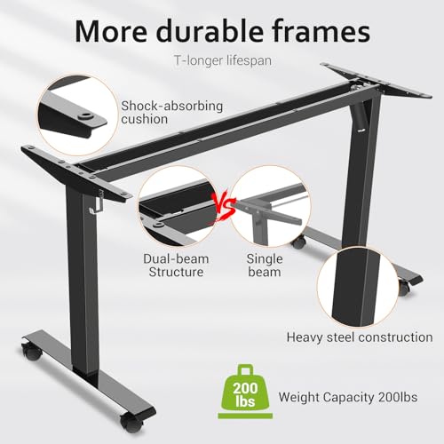 farexon Electric Standing Desk Adjustable Height, 71 x 28 Inch Sit Stand up Desk with Large Mouse Pad, Double Metal Hook,4 Wheels,4 Memory Preset Heights Home Office Computer Desk（Brown）