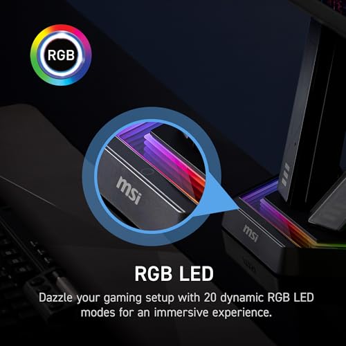 MSI MPG MT161DR - Premium RGB Dual Monitor Stand Arms, 17-38" Support, VESA Compatible, Adjustable Spring Assisted Mount, 35.2 lbs per Screen Capacity, Clamp & Grommet, Quick Release Plate - Black