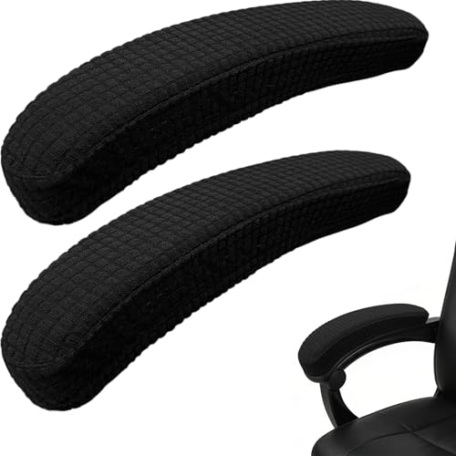 Melaluxe Office Chair Armrest Covers, Stretchable Removable Washable Chair Arm Covers, Elastic Desk Computer Gaming Chair Arm Rest Protector Slipcovers (Black)