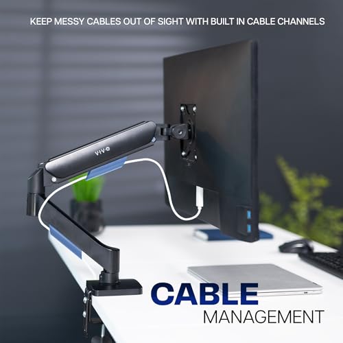 VIVO Single Monitor Stand, Fully Adjustable Arm for 17 to 32 inch Screen, Mechanical Articulating Desk Mount, Gaming and Office Setups, VESA 75x75, 100x100, Max 19.8 lbs, Classic, Black, STAND-V001O