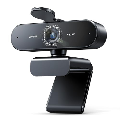 EMEET NOVA 4K Webcam for PC - Ultra 4K HD, PDAF Autofocus, Dual Omnidirectional Mics, 73° FOV, Auto Light Correction, USB-A, Privacy Cover, Ideal for High-End Business Meetings&Live Streaming
