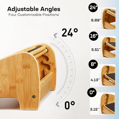 HUANUO Bamboo Under Desk Footrest, Ergonomic Seat Cushion