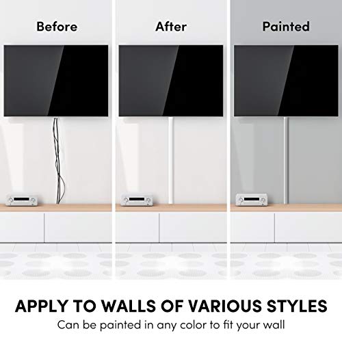 EVEO Cable Hider Wall 306” - Cable Raceway Cord Hider - Wire Covers for Cords on Wall, Cord Cover, Wall Cable Hider, Cable Concealer, Wire Hiders for TV on Wall Management-20X (L16 W0.95 H0.5) - White