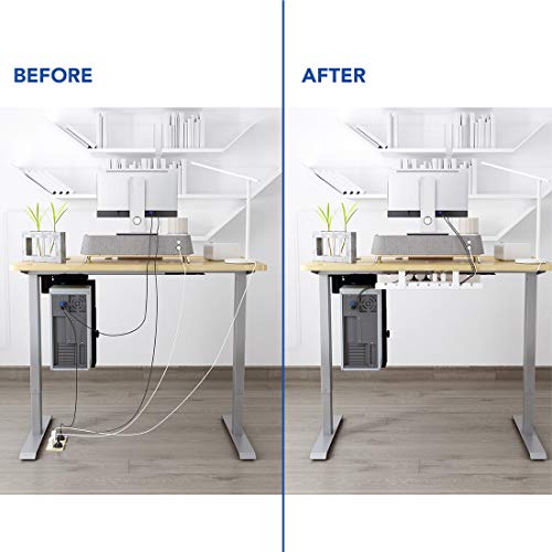 FLEXISPOT Under Desk Cable Management Tray, Metal Raceway Wires Cable Tidy Organizer, Office and Home Cable Tray Use for Standing Desk (Black)