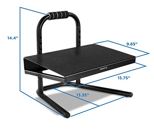 Mount-It! Height Adjustable Foot Rest for Standing and Sitting, Freestanding Under The Desk Footrest with Handle and Six Height Settings, Anti-Slip Padded Surface,Black