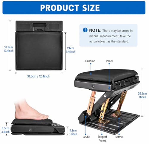 Leermart Foot Rest for Under Desk at Work 4-Level Height Adjustable, Ergonomic Foldable Footrest for Office, Gaming,Computer, Soft & Removable Pad Desk Foot Stool Suitable for All Seasons