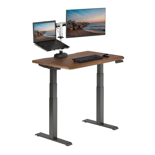 Vari ComfortEdge 40x26 Inch Adjustable Standing Desk – Small Electric Sit Stand VariDesk for Apartment, Bedroom, or Home Office + Beveled Edge, Tool-Free Assembly (Walnut)