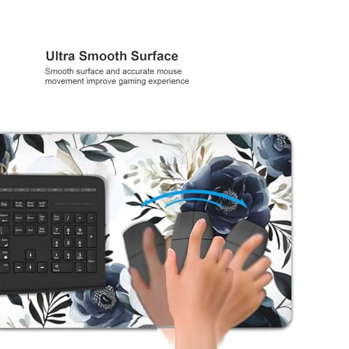 35.4 x 15.7 in, XXL Large Mouse Pad for Desk, Extended Keyboard Mouse Mat for Computer Office, Big Laptop Mouse pad, Gaming Pc-Boho Navy Blue Peony Florals