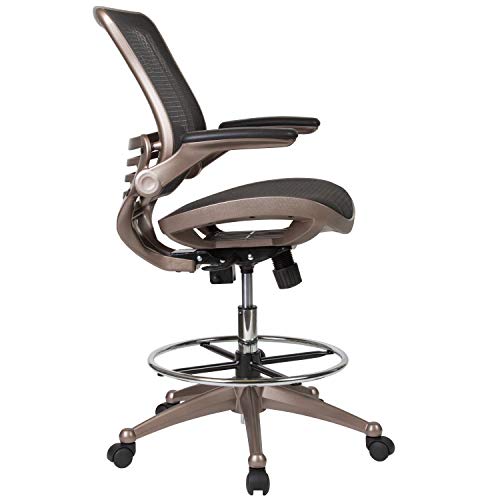 Flash Furniture Waylon Mid-Back Swivel Office Chair with Adjustable Foot Ring and Seat Height, Ergonomic Mesh Chair with Armrests, Black/Gold