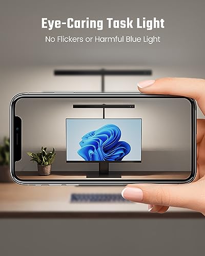 SUPERDANNY LED Desk Lamp for Office Home, Eye-Caring Desk Light with Adjustable Gooseneck, 12W Touch Control Dimmable Brightness, Architect Clamp Lamp with USB Adapter for Reading Study Workbench